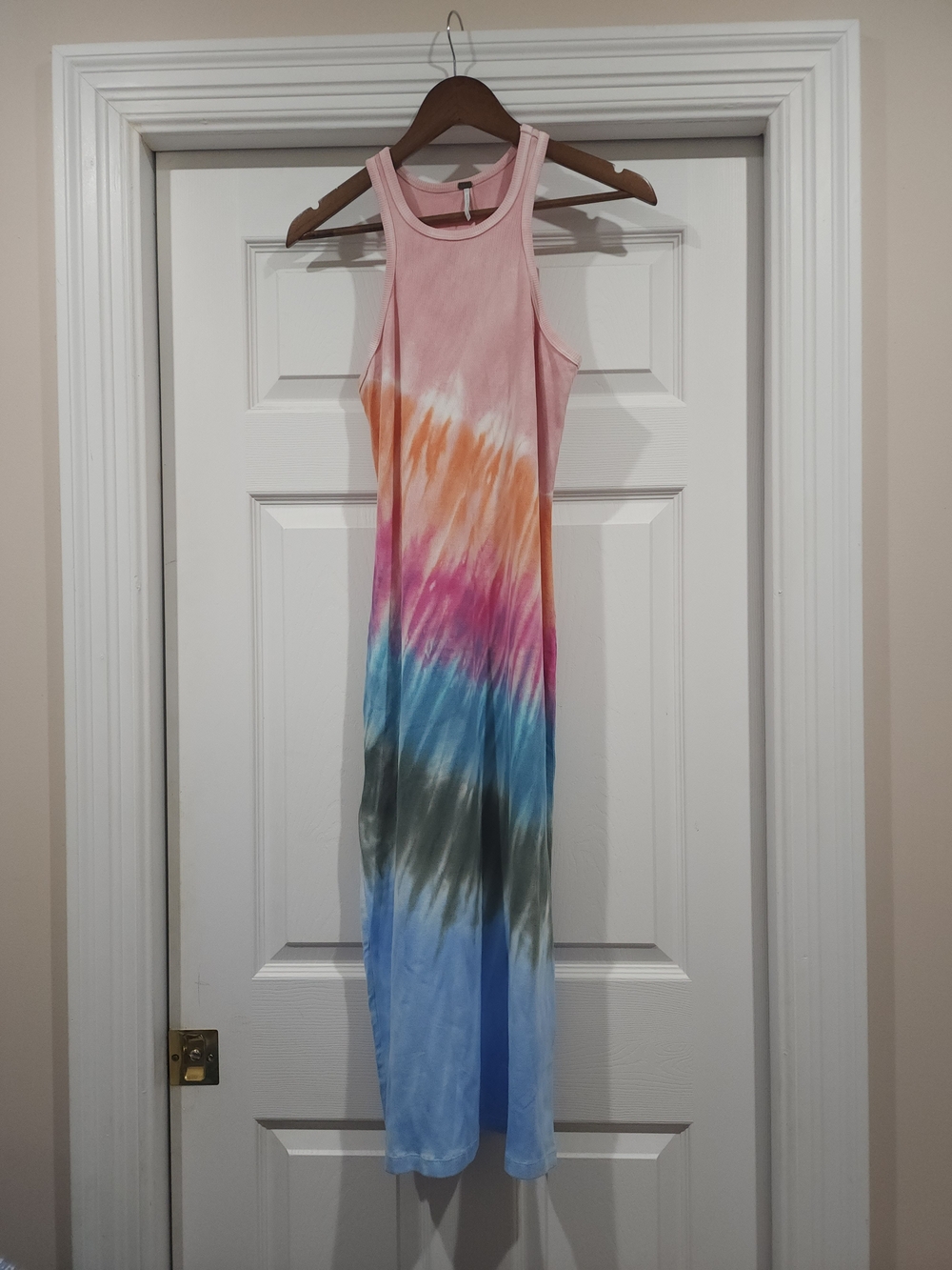YFB Tie-Dye Racerback Maxi Dress in Pink and Multicolor
